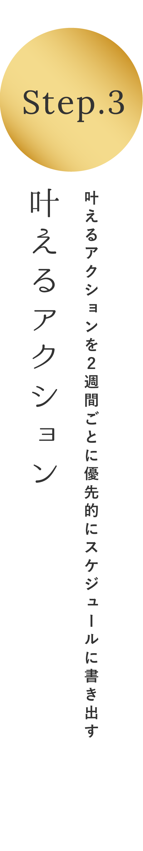 叶えるアクションを２週間ごとに優先的にスケジュールに書き出す 叶えるアクション